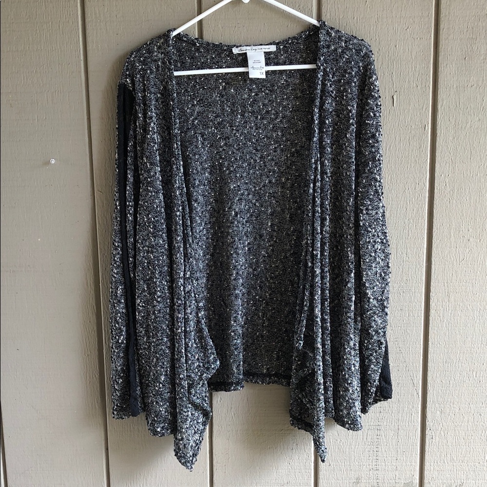 American Rag Charcoal Gray Open-Front Draped Cardigan